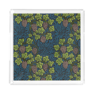 William Morris Seamless Grape Vine Black Pattern Acrylic Tray