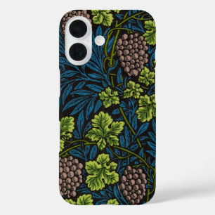 William Morris Seamless Grape Vine Black Pattern iPhone 16 Case