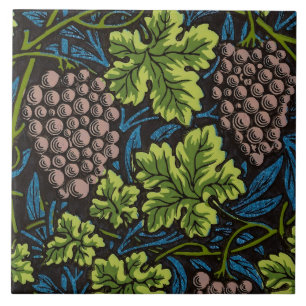 William Morris Seamless Grape Vine Black Pattern Ceramic Tile