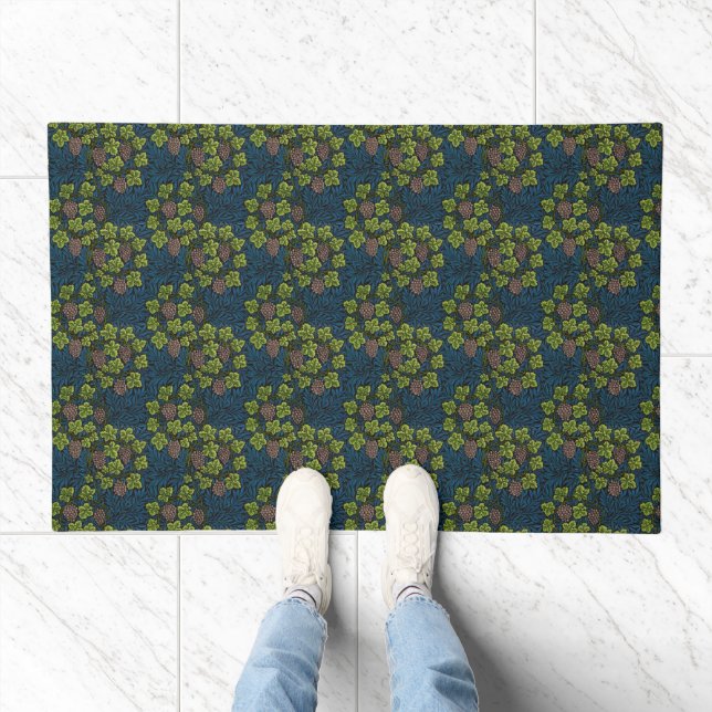 William Morris Seamless Grape Vine Black Pattern Doormat (Indoor)