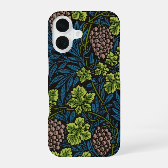 William Morris Seamless Grape Vine Black Pattern Iphone Case (Back)