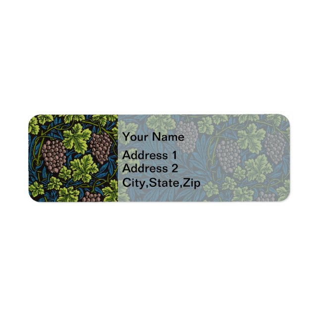 William Morris Seamless Grape Vine Black Pattern Label (Front)