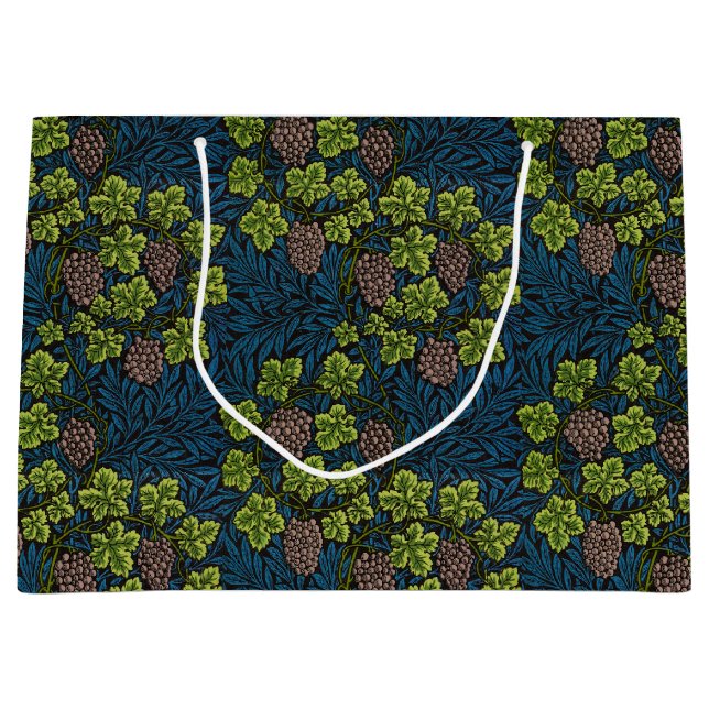 William Morris Seamless Grape Vine Black Pattern Large Gift Bag (Front)
