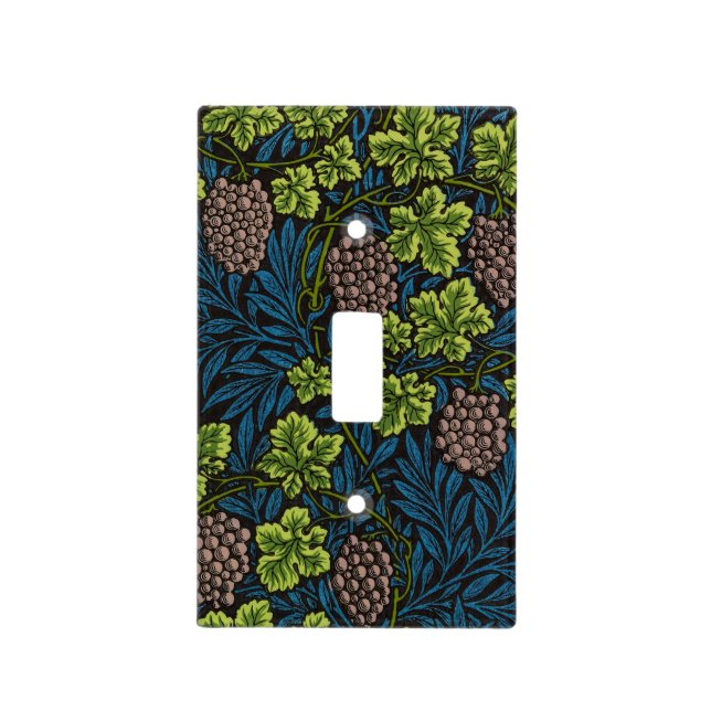 William Morris Seamless Grape Vine Black Pattern Light Switch Cover (Front)