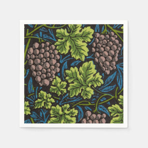 William Morris Seamless Grape Vine Black Pattern Napkins