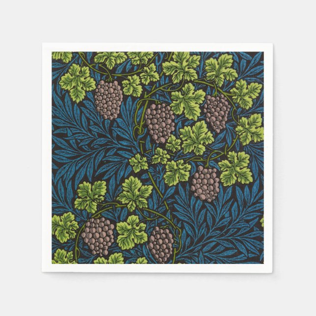 William Morris Seamless Grape Vine Black Pattern Napkins (Front)