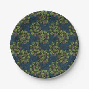 William Morris Seamless Grape Vine Black Pattern Paper Plates