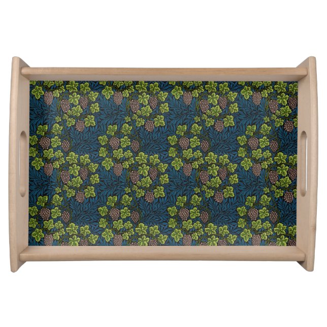 William Morris Seamless Grape Vine Black Pattern Serving Tray (Front)