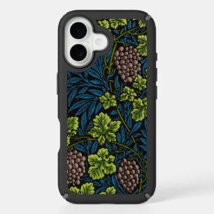 William Morris Seamless Grape Vine Black Pattern iPhone 16 Case