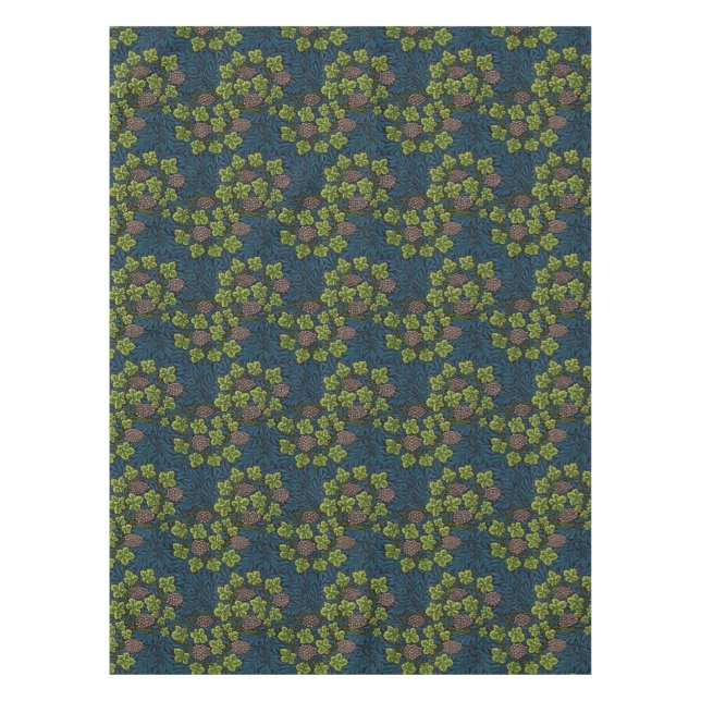 William Morris Seamless Grape Vine Black Pattern Tablecloth (Front)