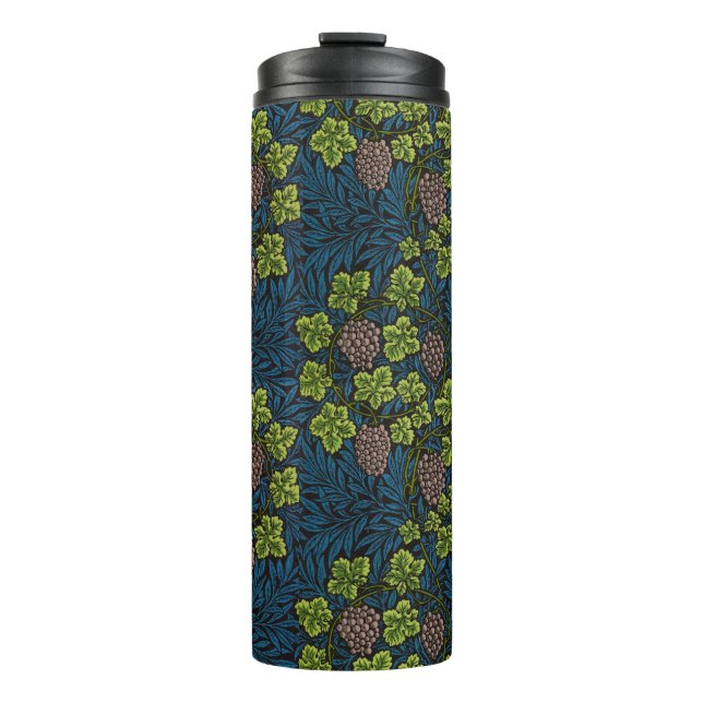 William Morris Seamless Grape Vine Black Pattern Thermal Tumbler (Front)