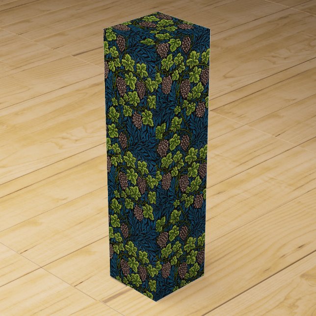 William Morris Seamless Grape Vine Black Pattern Wine Box (Back)