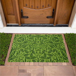 William Morris Seamless Green Oak Leaf Pattern Doormat