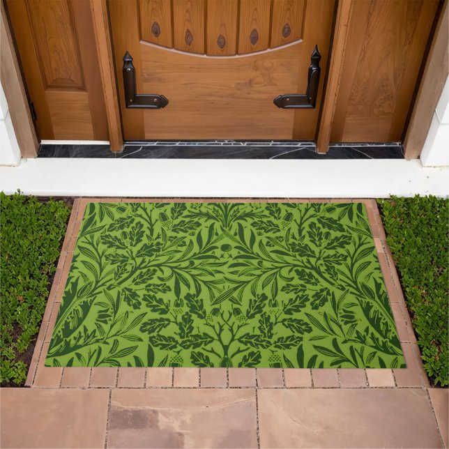 William Morris Seamless Green Oak Leaf Pattern Doormat (Outdoor)