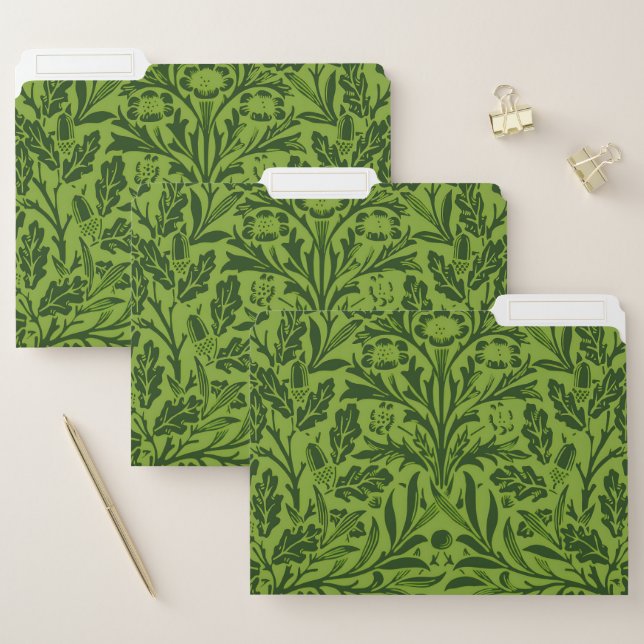 William Morris Seamless Green Oak Leaf Pattern File Folder (Set)