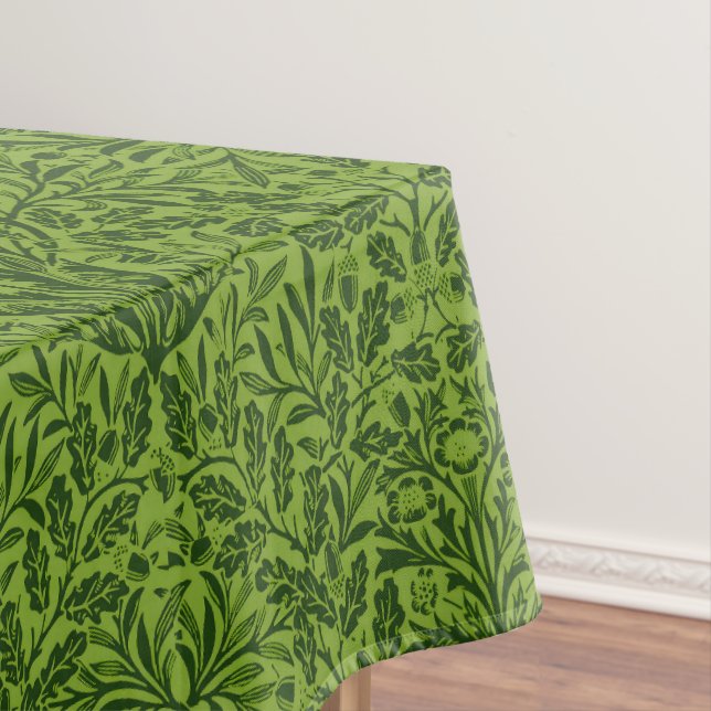 William Morris Seamless Green Oak Leaf Pattern Tablecloth (In Situ)