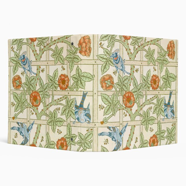 William Morris Seamless Trellis Bird Rose Pattern 3 Ring Binder (Background)