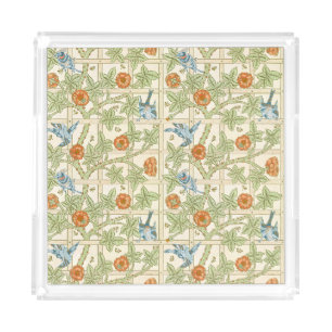 William Morris Seamless Trellis Bird Rose Pattern Acrylic Tray