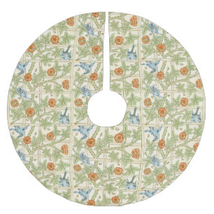 William Morris Seamless Trellis Bird Rose Pattern Brushed Polyester Tree Skirt