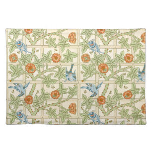 William Morris Seamless Trellis Bird Rose Pattern Cloth Placemat