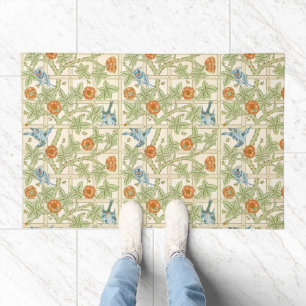 William Morris Seamless Trellis Bird Rose Pattern Doormat