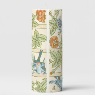 William Morris Seamless Trellis Bird Rose Pattern Pillar Candle
