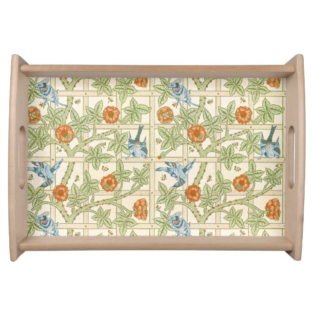 William Morris Seamless Trellis Bird Rose Pattern Serving Tray (Front)