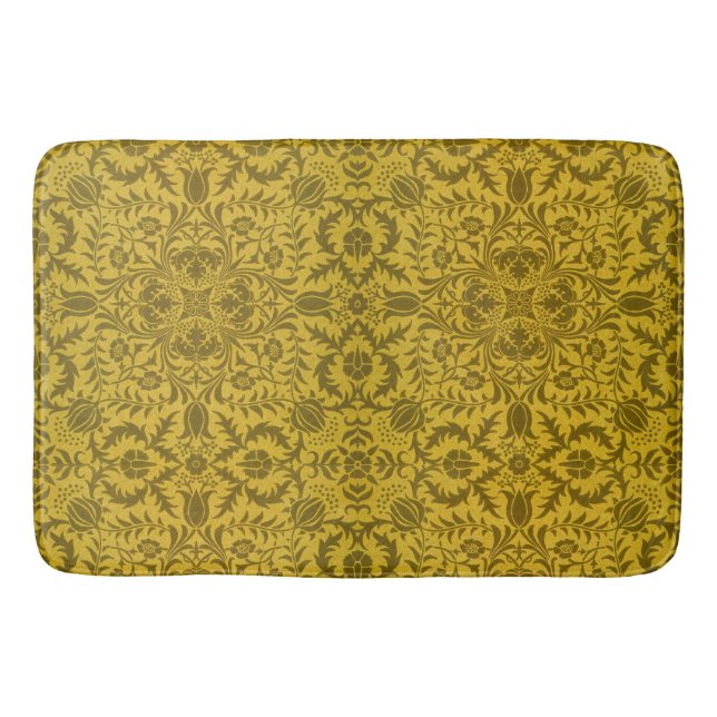 William Morris Seamless Vine Gold Yellow Pattern Bath Mat (Front)