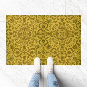 William Morris Seamless Vine Gold Yellow Pattern Doormat