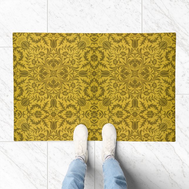 William Morris Seamless Vine Gold Yellow Pattern Doormat (Indoor)
