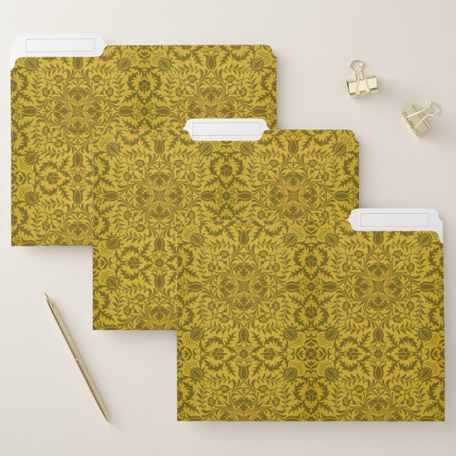 William Morris Seamless Vine Gold Yellow Pattern File Folder (Set)