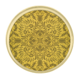 William Morris Seamless Vine Gold Yellow Pattern Finish Lapel Pin