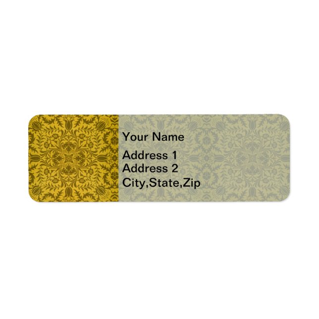 William Morris Seamless Vine Gold Yellow Pattern Label (Front)
