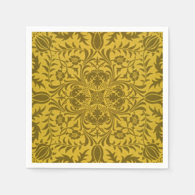William Morris Seamless Vine Gold Yellow Pattern Napkins (Front)