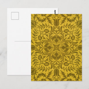 William Morris Seamless Vine Gold Yellow Pattern Postcard