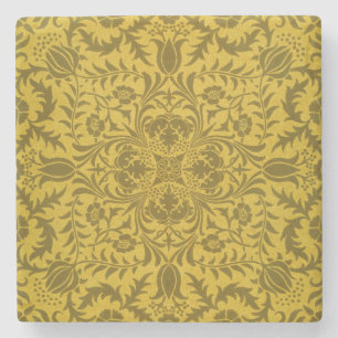 William Morris Seamless Vine Gold Yellow Pattern Stone Coaster