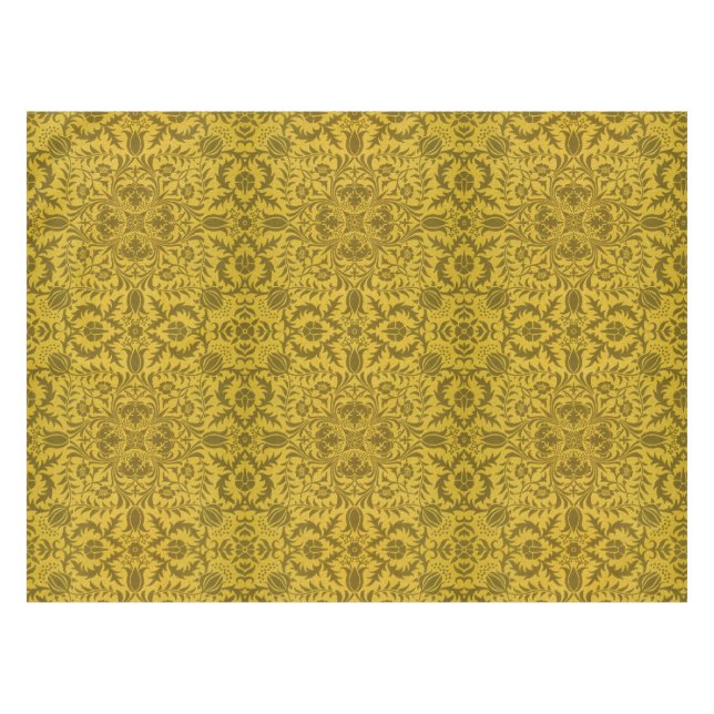 William Morris Seamless Vine Gold Yellow Pattern Tablecloth (Front (Horizontal))