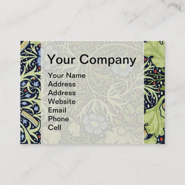 William Morris Seaweed Antique Flower Business Card (Front)
