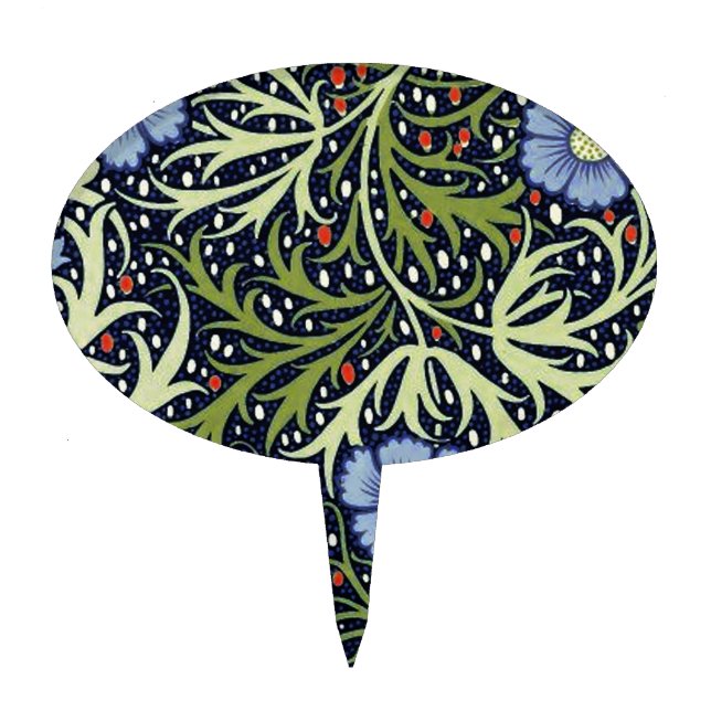 William Morris Seaweed Antique Flower Cake Topper (Front)