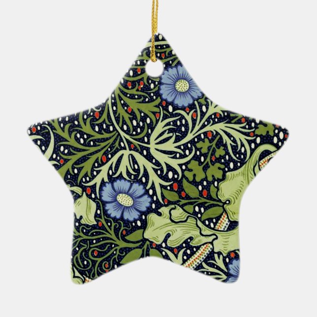 William Morris Seaweed Antique Flower Ceramic Ornament (Front)