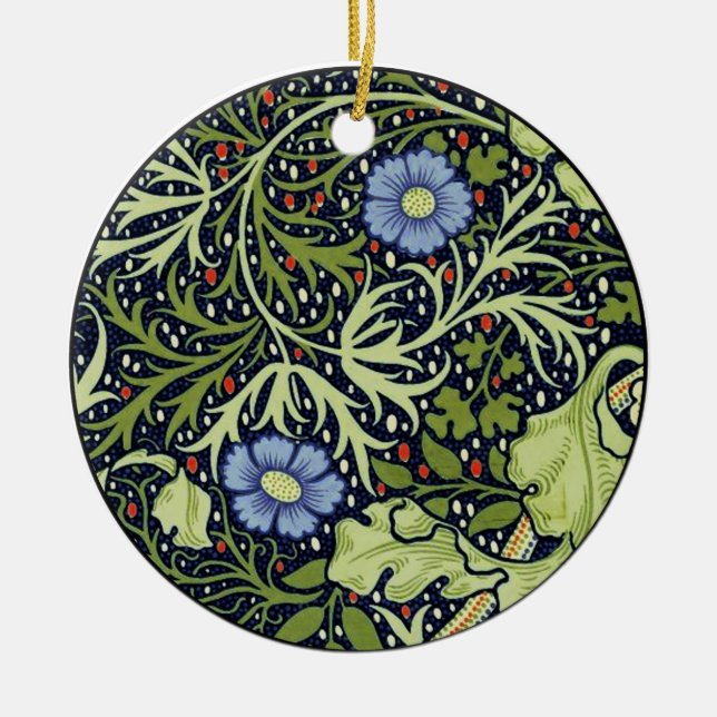 William Morris Seaweed Antique Flower Ceramic Ornament (Front)