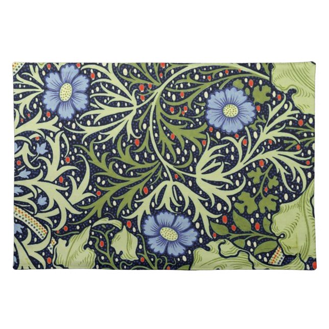 William Morris Seaweed Antique Flower Cloth Placemat (Front)