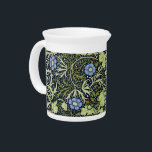 William Morris Seaweed Antique Flower Drink Pitcher<br><div class="desc">William Morris Seaweed green and blue Floral Pattern Wallpaper - William Morris produced many vintage wallpaper designs in the 1800s, and the Seaweed pattern is one of the best. The vintage William Morris Seaweed wallpaper pattern is an ornate floral design with flowers and leaves in a lovely blue and green....</div>