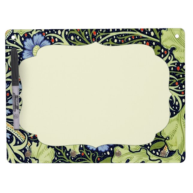 William Morris Seaweed Antique Flower Dry Erase Board With Keychain Holder (Front)