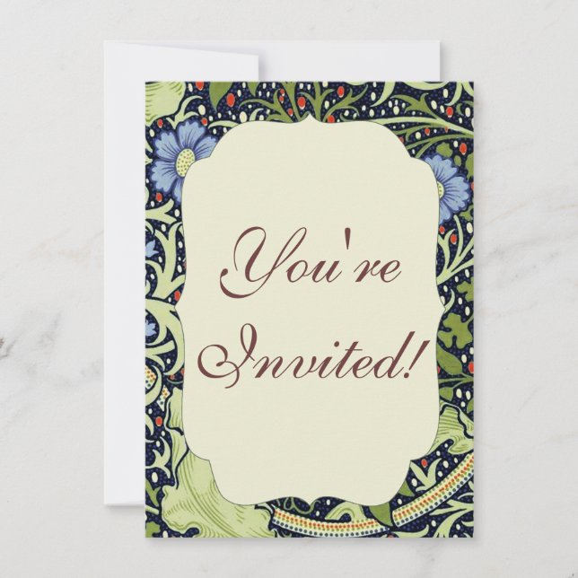 William Morris Seaweed Antique Flower Invitation (Front)