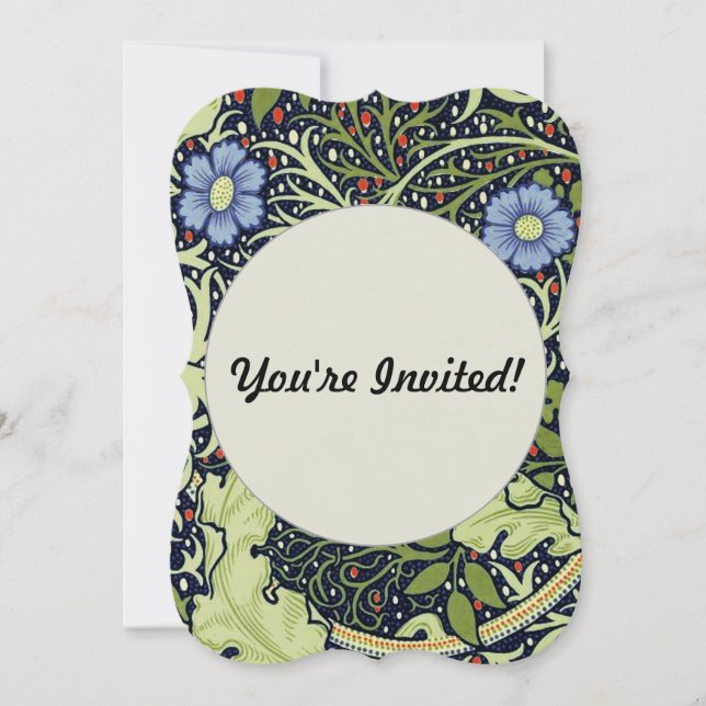 William Morris Seaweed Antique Flower Invitation (Front)