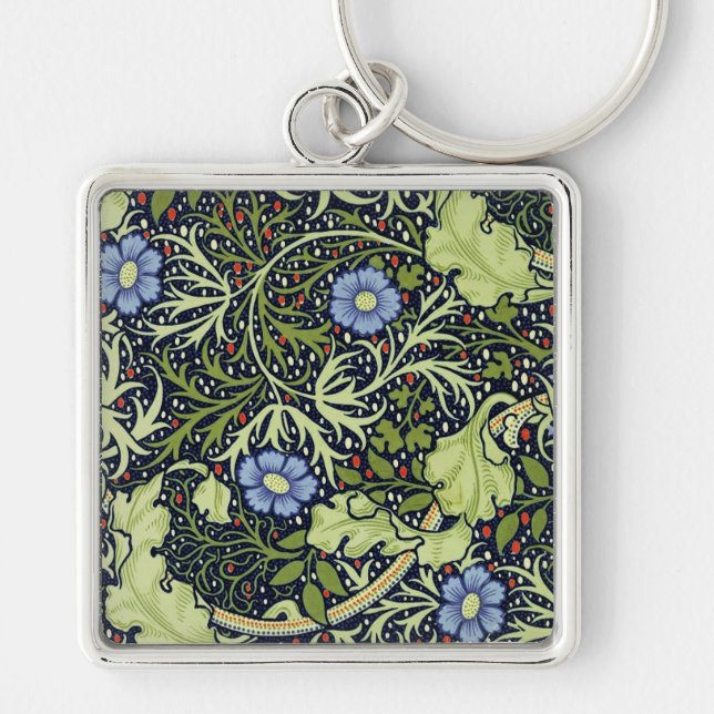 William Morris Seaweed Antique Flower Keychain (Front)