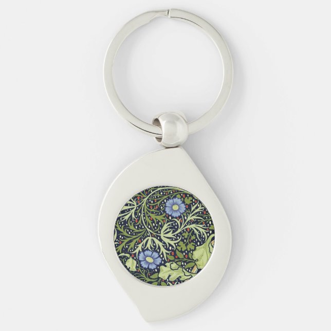 William Morris Seaweed Antique Flower Keychain (Front)