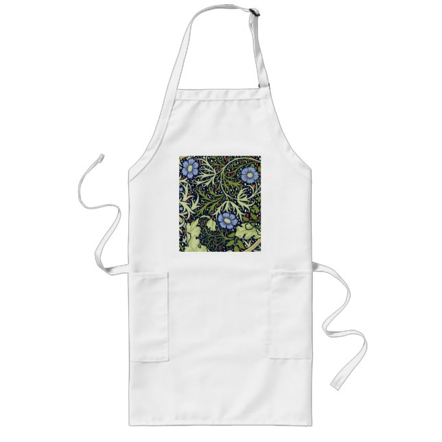 William Morris Seaweed Antique Flower Long Apron (Front)