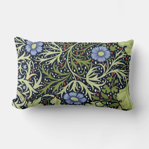 William Morris Seaweed Antique Flower Lumbar Pillow